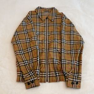 Burberry Reversible Tan Rainbow Check Harrington Jacket